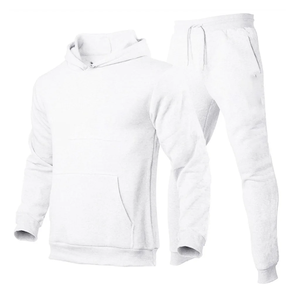 Men's Tracksuit Hooded Pullover + Sweatpants Sports Suit Casual Jogger Sportswear 2 Piece Male Fleece Streetwear Sets