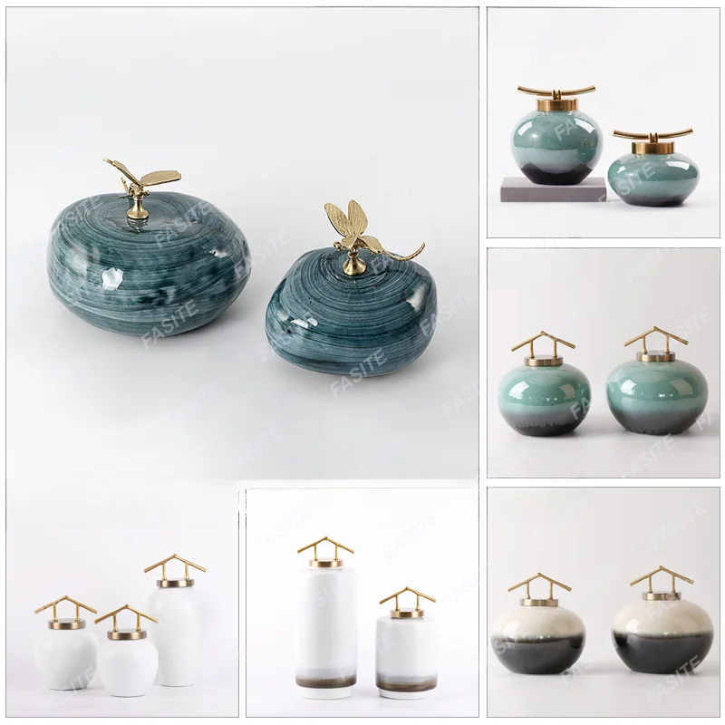

Modern new Chinese style classical ceramic storage tank ornaments, hotel clubhouse sales office model room decorations