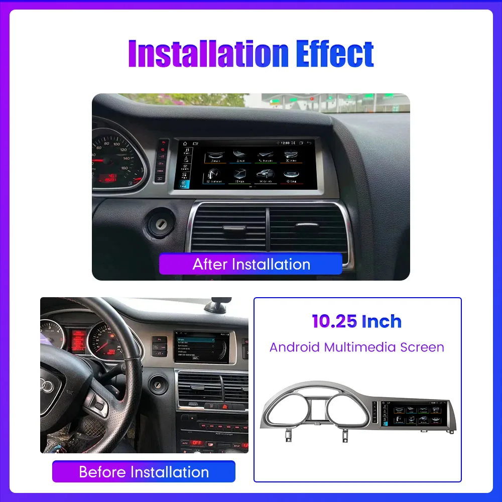 Autoradio Android da 10,25 pollici per Audi Q7 4L 2006-2015, navigatore GPS, lettore multimediale, Carplay, Android Auto, schermo touch IPS, 4G - immagine 2