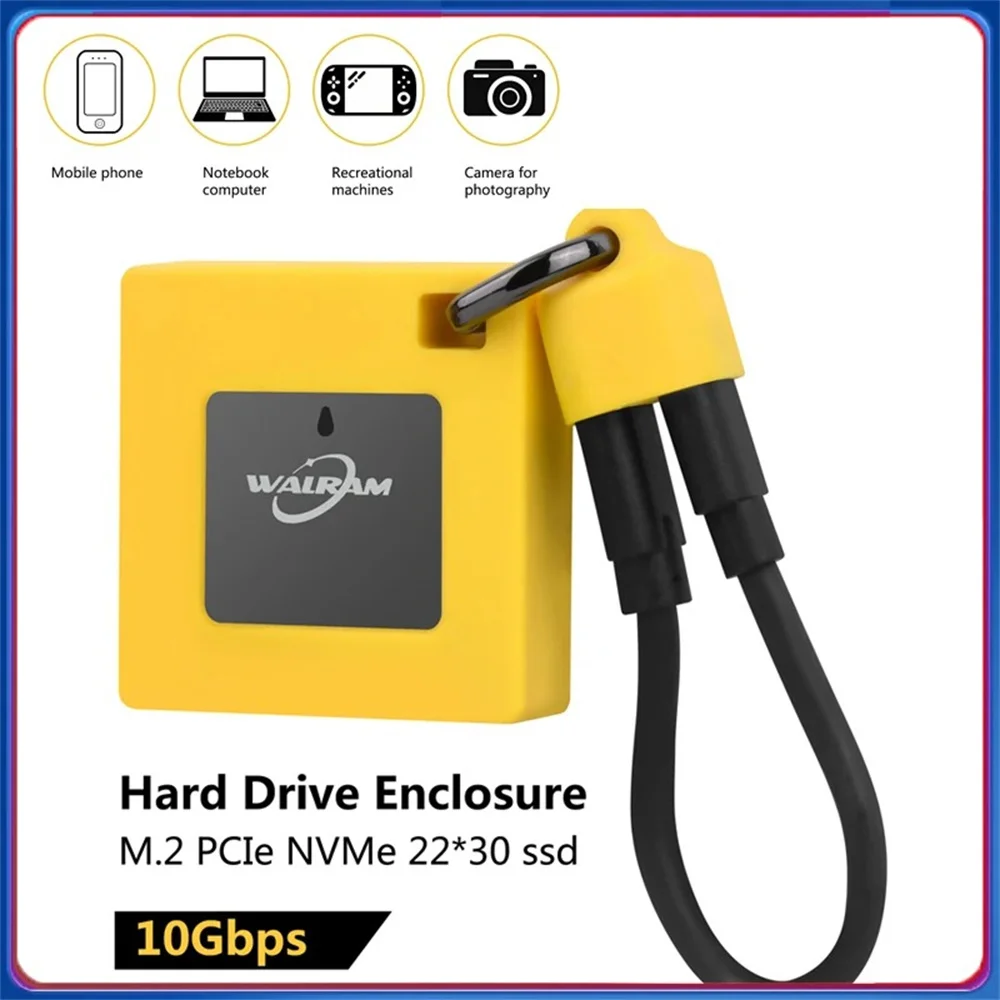 WALRAM 2230 M.2 NVMe SSD Enclosure USB 3.2 Gen 2 10Gbps to NVMe PCI-E M.2 SSD Case External for Laptop iPhone 16 Pro iPad