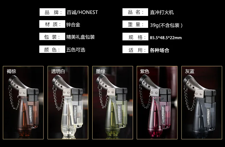 Description Picture 3 of itemHONEST Transparent Windproof Jet Blue Flame Small Welding Gun Butane Gas Torch Lighter Outdoor Compact Portable Cigar Lighters