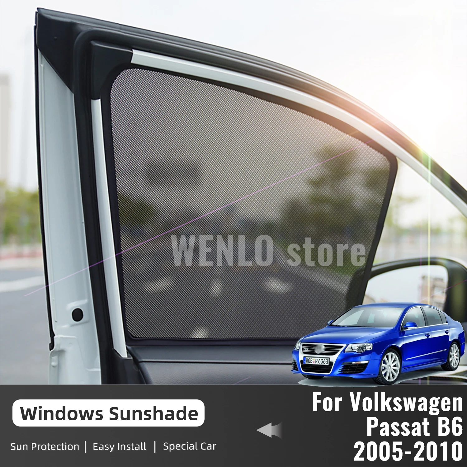 

For Volkswagen VW Passat B6 2005-2010 Rear Side Window Sun Shade Car Sunshade Magnetic Front Windshield Mesh Parasol Curtain