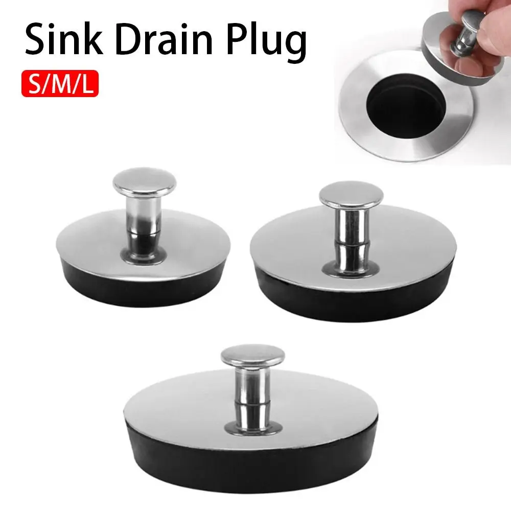 1Pcs Stainless Steel Bath Plug Rubber Kitchen Bathroom Drain Stopper
