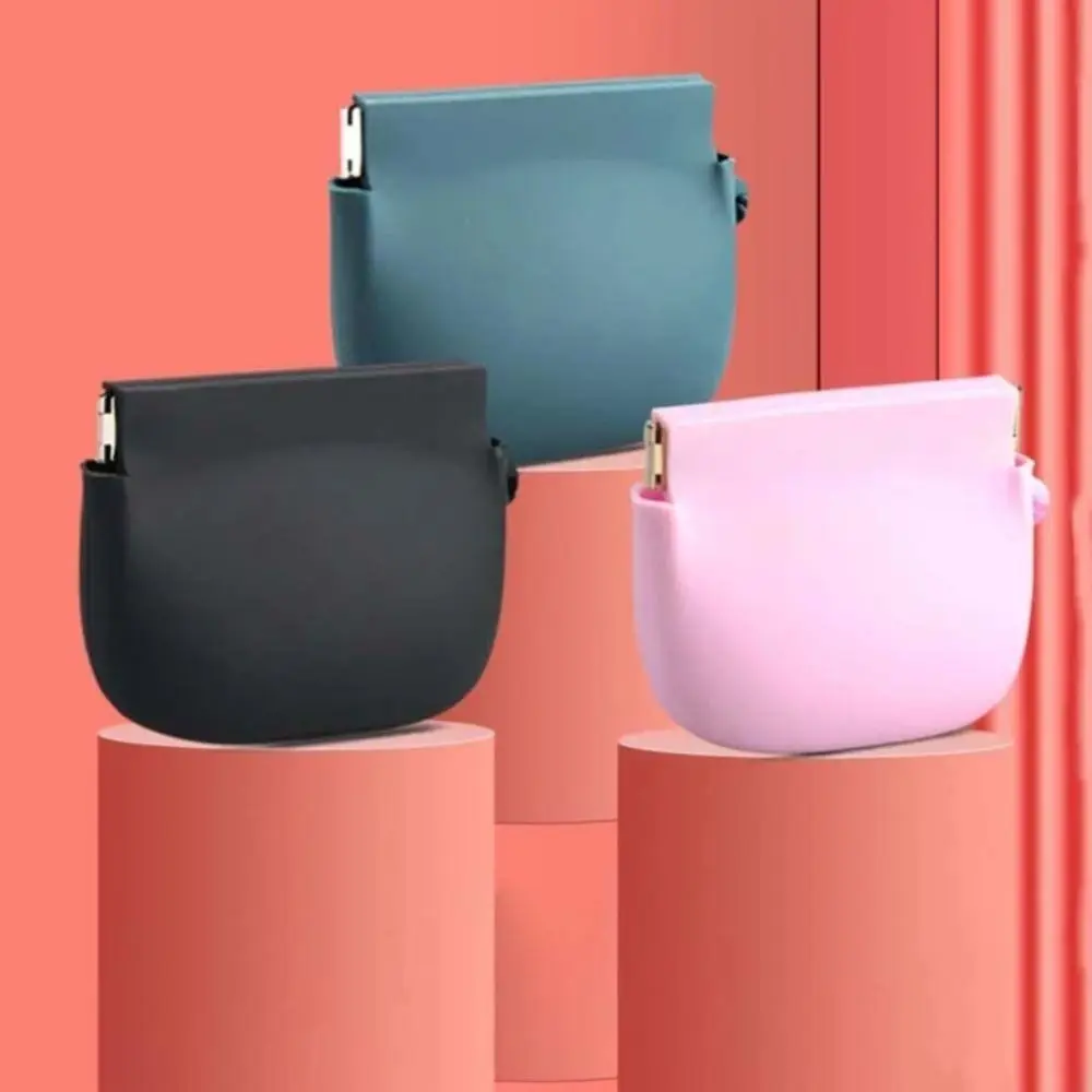 With Lanyard Silicone Coin Purse Wallet Waterproof Solid Color Mini Makeup Bag Handbag Jewelry Packing Bag Simple Money