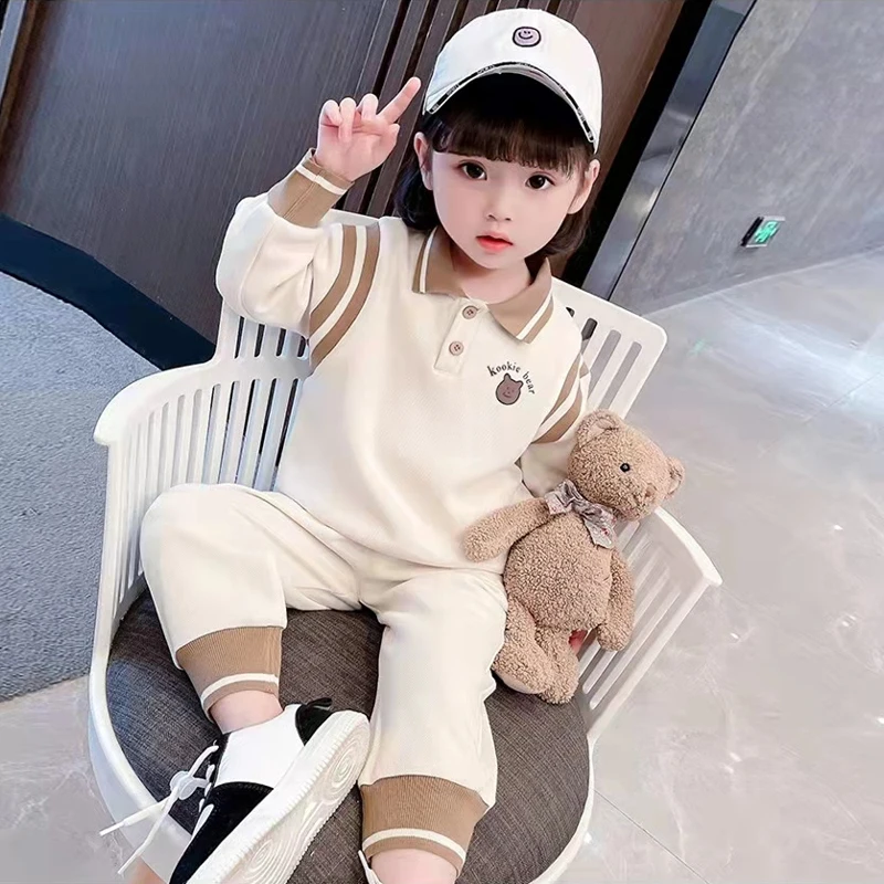 

Girls Autumn 2Pcs 2023 New Childrens Spring Sportswear Baby Fashion Clothing Kid Colorful Red Stripe Set 1 2 3 4 5 6 7 8 Year