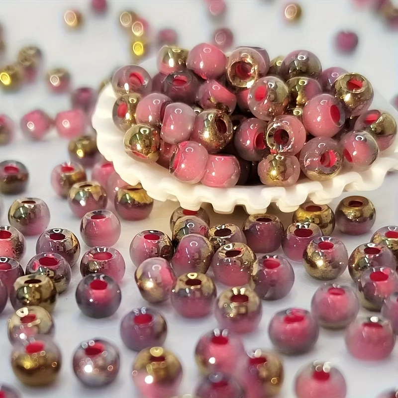 DIY handmade jewelry materials with round beads, colorful