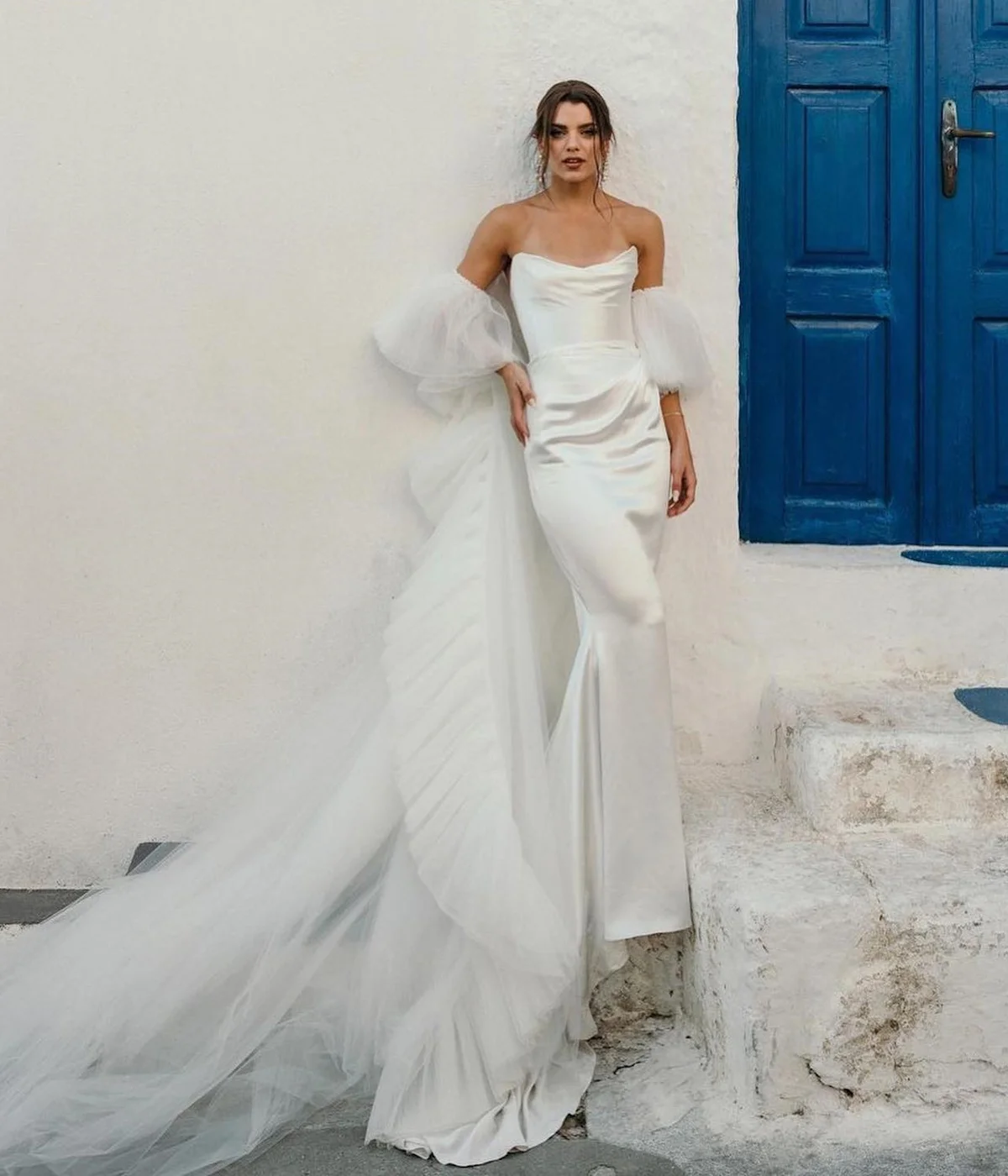 

KOYOUN Strapless Wedding Dresses for Women Mermaid Bride Dress with Pleatde Shawl Bridal Gowns Wedding Party 2024