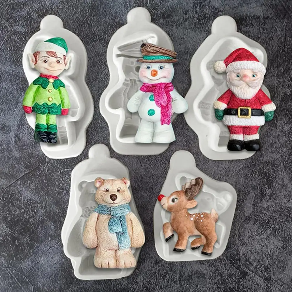 2 Pack Christmas Fondant Molds – 3D Silicone Baking Molds With Gingerbread, Tree, Snowman Designs