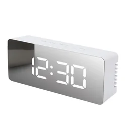 LED Digital Alarm Clock with Temperature Display for Bedroom, Home, and Office Use (White)