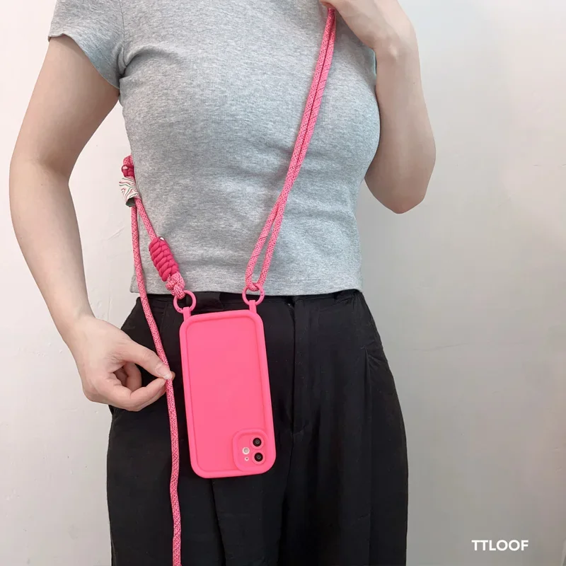 Adjustable Crossbody Necklace Lanyard Phone Case with Soft Cover