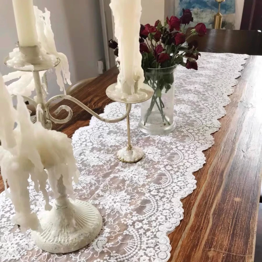 Embroidery Cotton Lace Fabric Table Cover Floral Lace Table Runner Vintage  Table Runners for Wedding Bridal Shower Baby Party - AliExpress, image size:1000x1000
