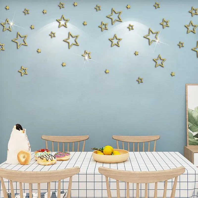 Acrylic Star Mirror Sticker DIY Adhesive Wall Stickers for Bedroom Living Room Background Decoration Home Decal