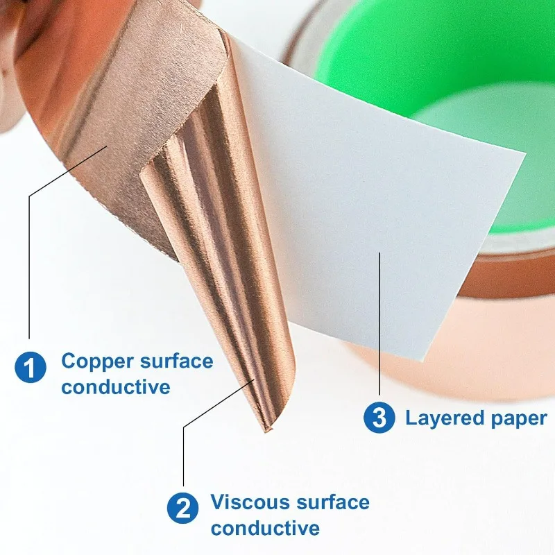 Copper Foil Tape - Single-Sided Conductive Adhesive for EMI Shielding and Crafts (20M)
