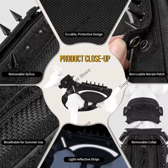 Tactical Dog Harness for Large Dogs, Heavy Duty Dog Harness with Handle  Adjustable Reflective Military for Walking Training 4