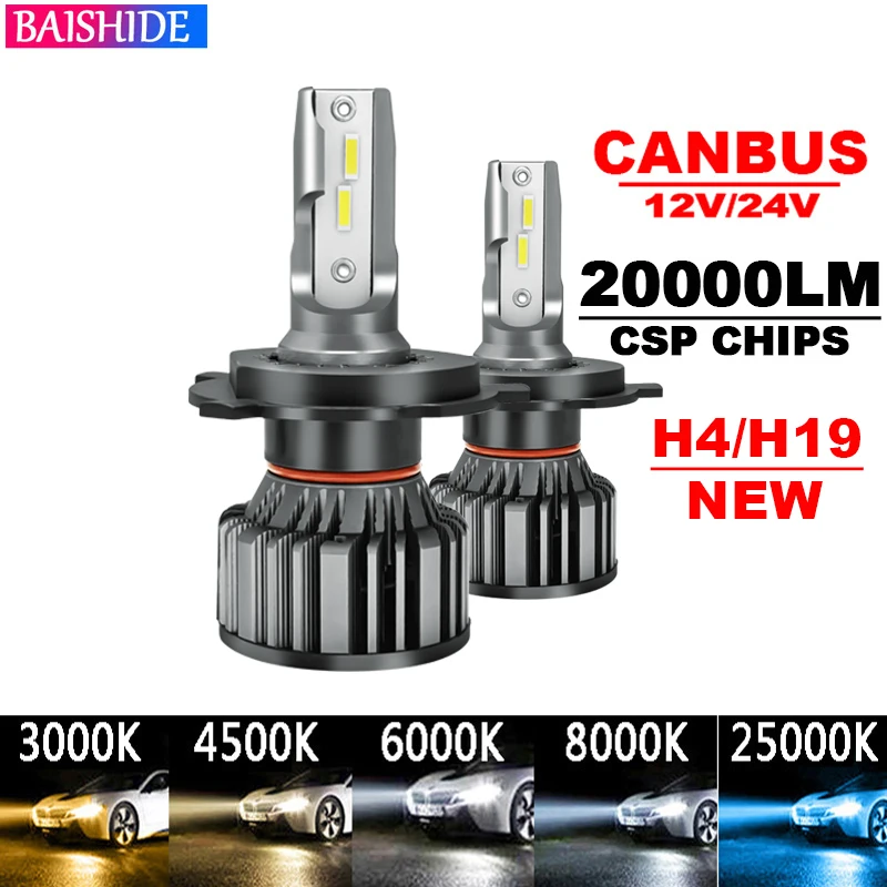 BAISHIDE Światła samochodowe H4 H19 CANBUS LED H7 20000LM H11 Lampa do reflektorów samochodowych H1 H3 H9 9005 9006 HB3 HB4 Światło przeciwmgielne 12V 24V - AliExpress 34