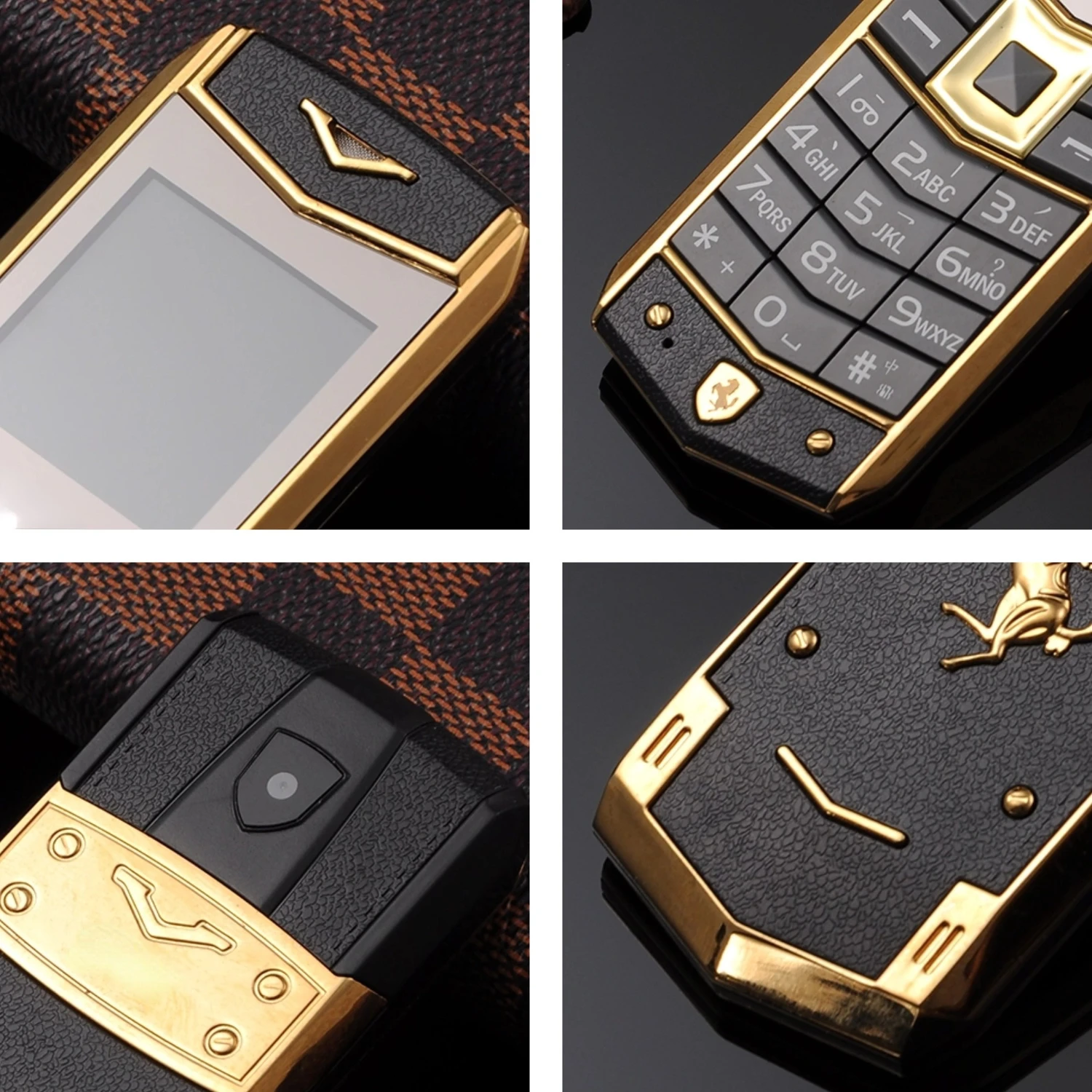 Mini Classic Luxury Phone Metal Frame Dual SIM Bluetooth Dialing Voice Changer Big Keys MP3 FM Long Standby Free Case 5