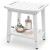 Shower Bench for Inside Shower - White Shower Stool Waterproof - Spa Bathroom Seat Chair with Handle, Storage Shelf, Adjustable 1