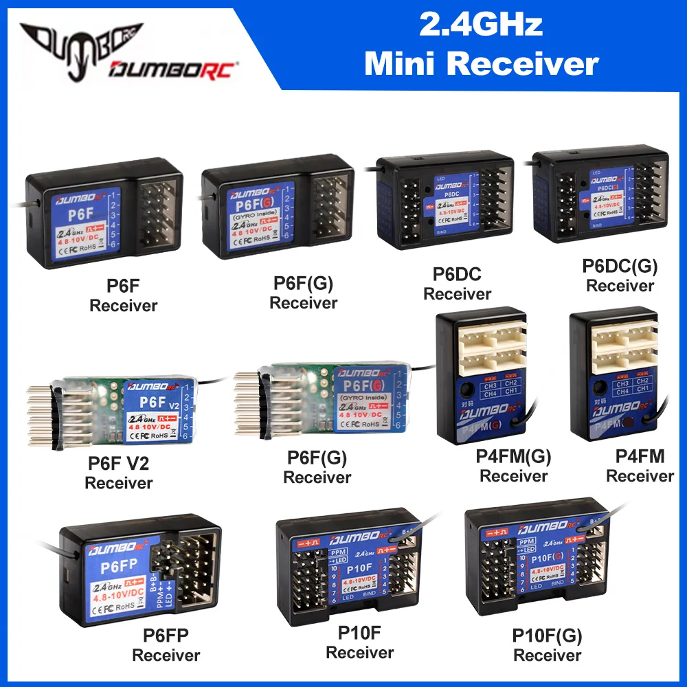 RC Servo DUMBORC P6F/P6FG/P6DC/P6DCG 2.4G 6CH Radio Control System Receiver for X4 X5 X6 X6P Transmitter RC Car Boat