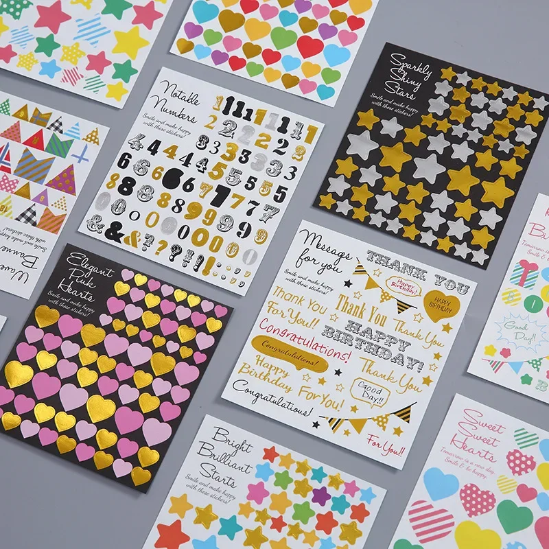 

Cute Cartoon Love Star Letters Bronzing Stationery Stickers Kawaii Scrapbook Notebook DIY Decoration Stickers Girl Mark Supplies