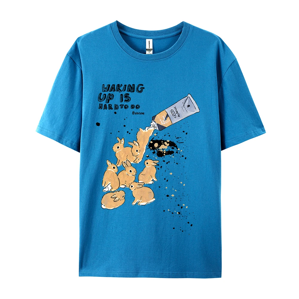 Amerikanisches Retro-Kaninchen-Druck-Kurzarm-T-Shirt für Damen und Herren im Harajuku-Lazy-Style, reine Baumwolle, vielseitiges Rundhals-T-Shirt – Detail 20