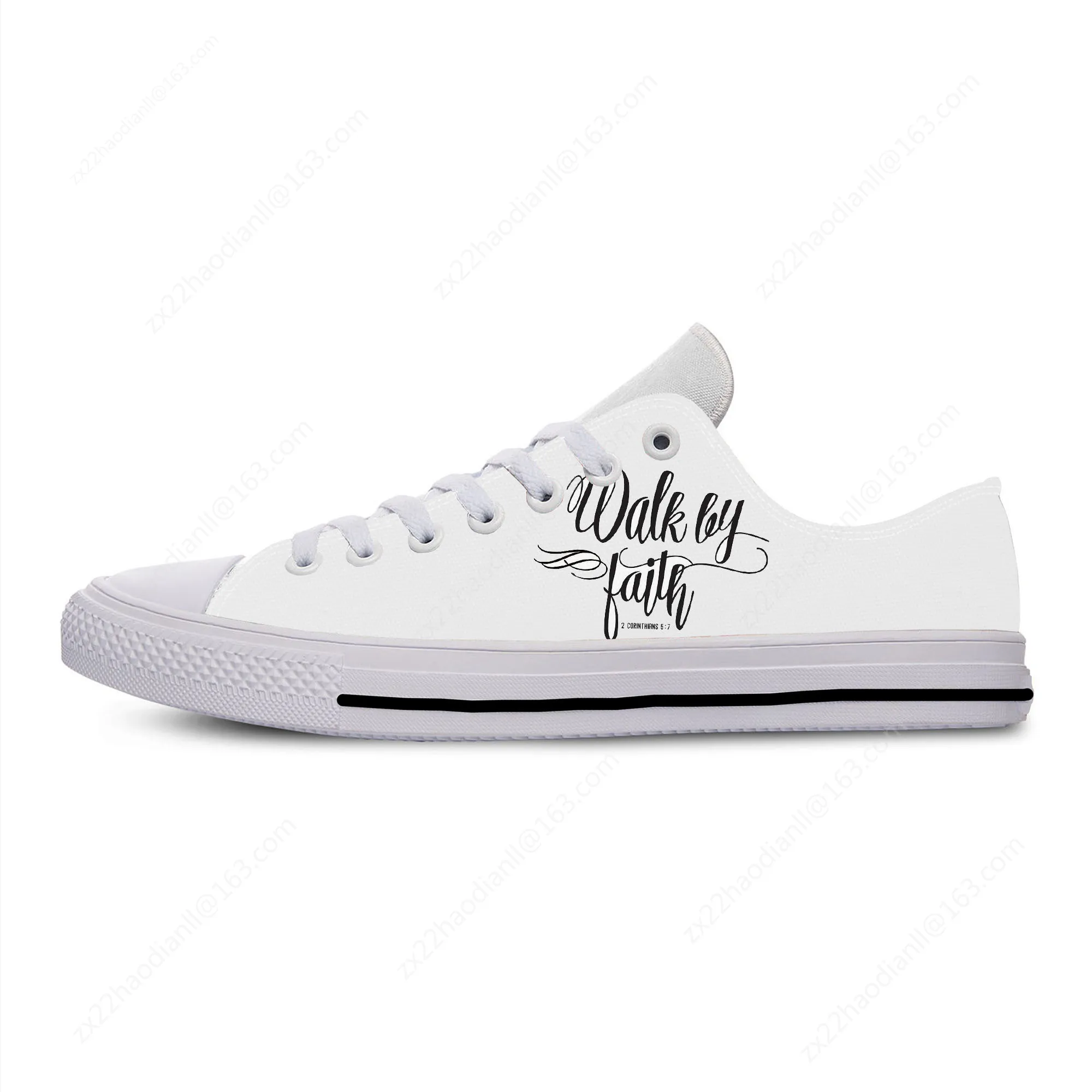 Walk By Faith Low Top Sneakers Mens Womens Teenager Casual Shoes Canvas Running Shoes 3D Print Breathable Lightweight shoe