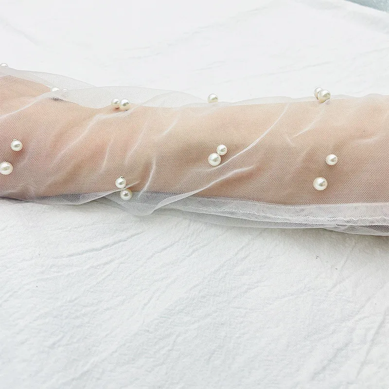 Lace Gloves Extra Long Lace Pearl Chiffon Glove Tulle Summer Mesh Anti-uv Party Wedding Fingerless Marriage Bride Women Vintage Party