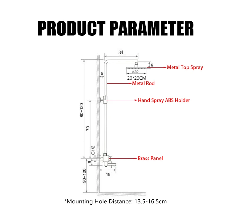 Description Picture 4 of itemLuxury Gold Rain Shower Set Bathroom Hot Cold Thermostatic Mixer Shower System Bathtub Wall Mount SPA Rainfall Large Head Faucet