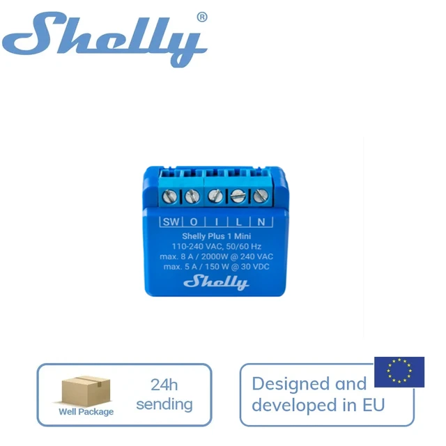 Shelly Plus 1 Mini Wi-Fi Operated Smart Switch 8A Automate Lights