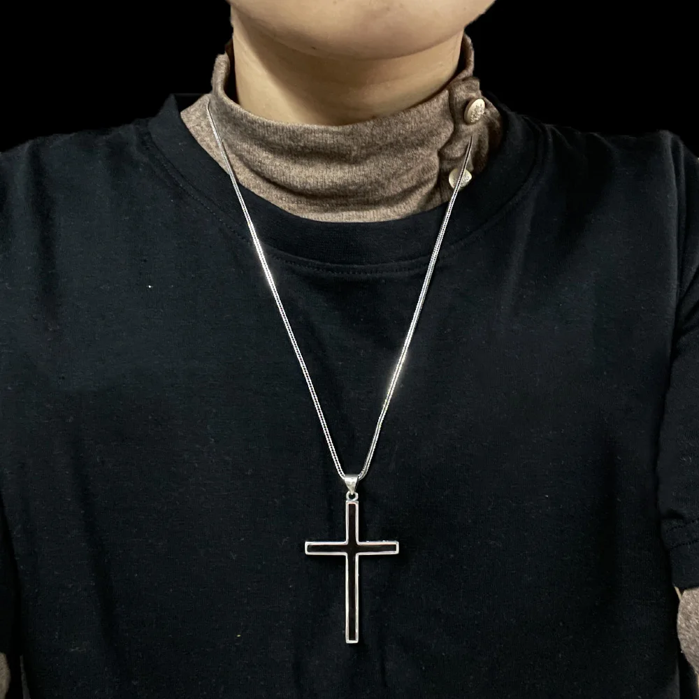 Real Solid 925 Sterling Silver Crosses For Men Christian Black Jesus Pendant Couples Women Lovers Fine Jewelry pendant necklace silver necklace silver pendant silver necklace charms