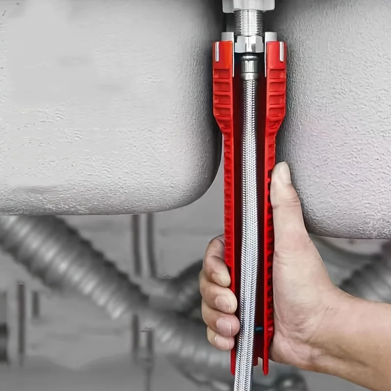 Llave multiusos 8 en 1 para grifo y fregadero herramienta doble cabeza Mango antideslizante dise&ntilde;o extralargo plumbing tool