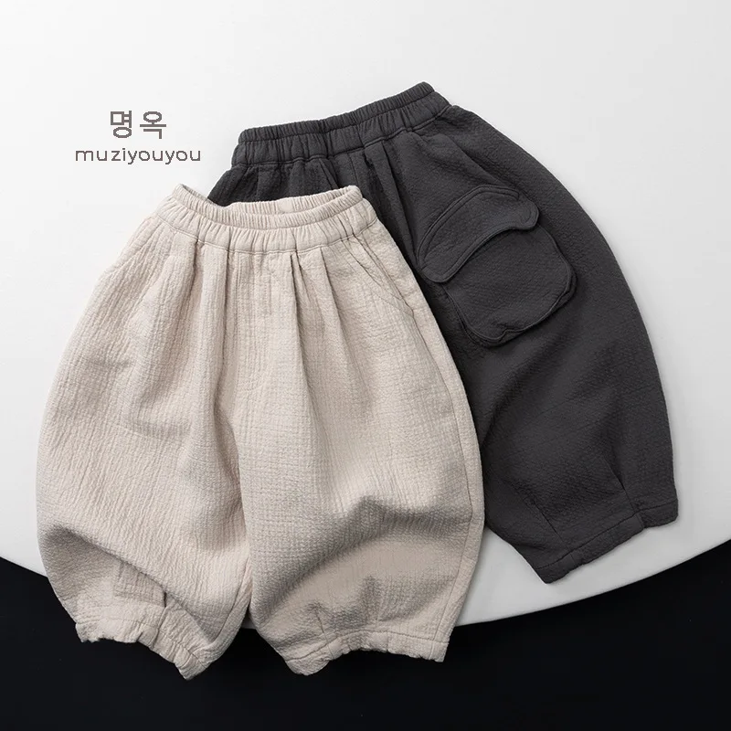 Frühling Herbst Kinderhosen 1-8 Jahre Jungen Mädchen Baumwolle Patchwork Weites Bein Gerade Hosen Koreanischer Stil Kleinkinder-Bekleidung Kinderkleidung – Detail 2