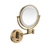 Induction bathroom makeup mirror black/brushed gold brass wall mounted extension folding double-sided LED light mirror bathroom 3