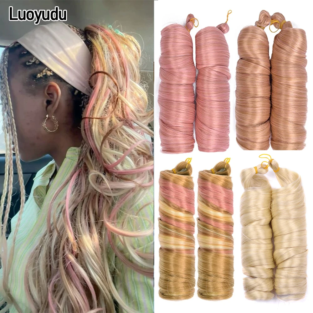 Luoyudu French Curls Braiding Hair Extensions Synthetic Hair Loose Wave Spiral Curl Braids Ombre Pre Stretched Hair Extensions 1