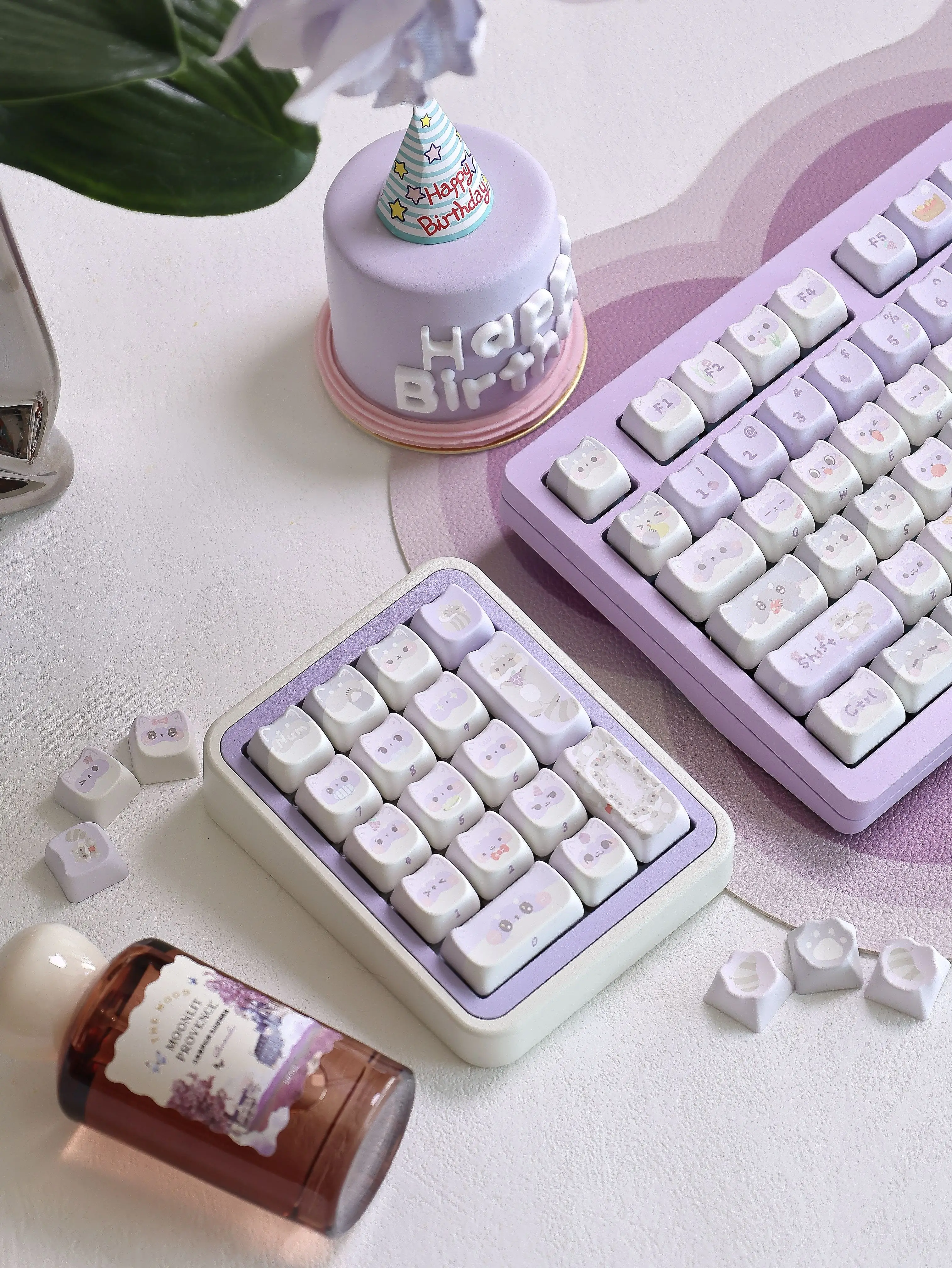 Lilás Full Five-Sided Sublimação Teclado Mecânico, Guaxinim