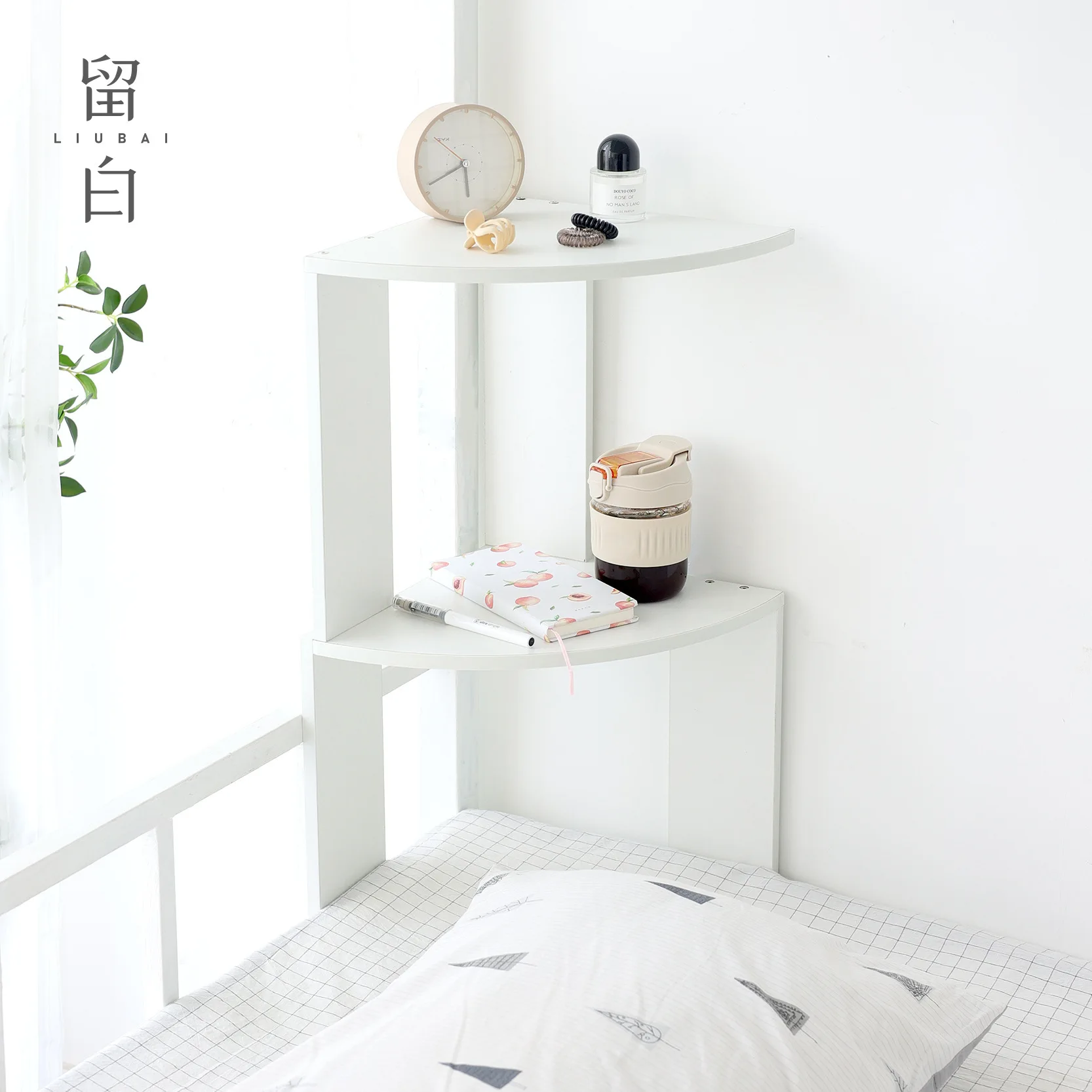 Organizer Rack Bedside Corner Bookshelf Space Saving Furniture Sundries Display Holder For Student Dormitory Storage Shelf