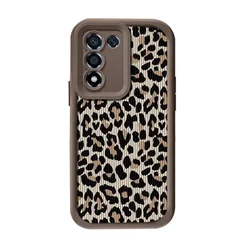 Leopard Print Lanyard Phone Case with Wrist Chain Cover - A14 (JP24 - Coffee)