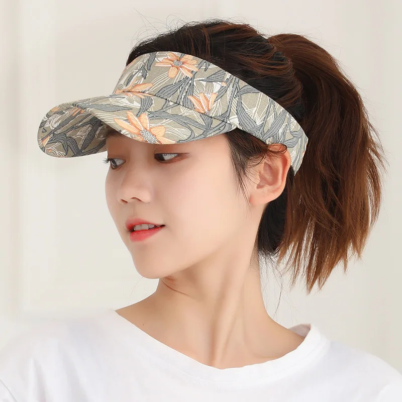 tennis caps yoga baseball hats Running Golf Tennis Caps Adjustable Breathable Sun Hats Print Women Sunscreen Visor Hat UV Protection Sports Caps