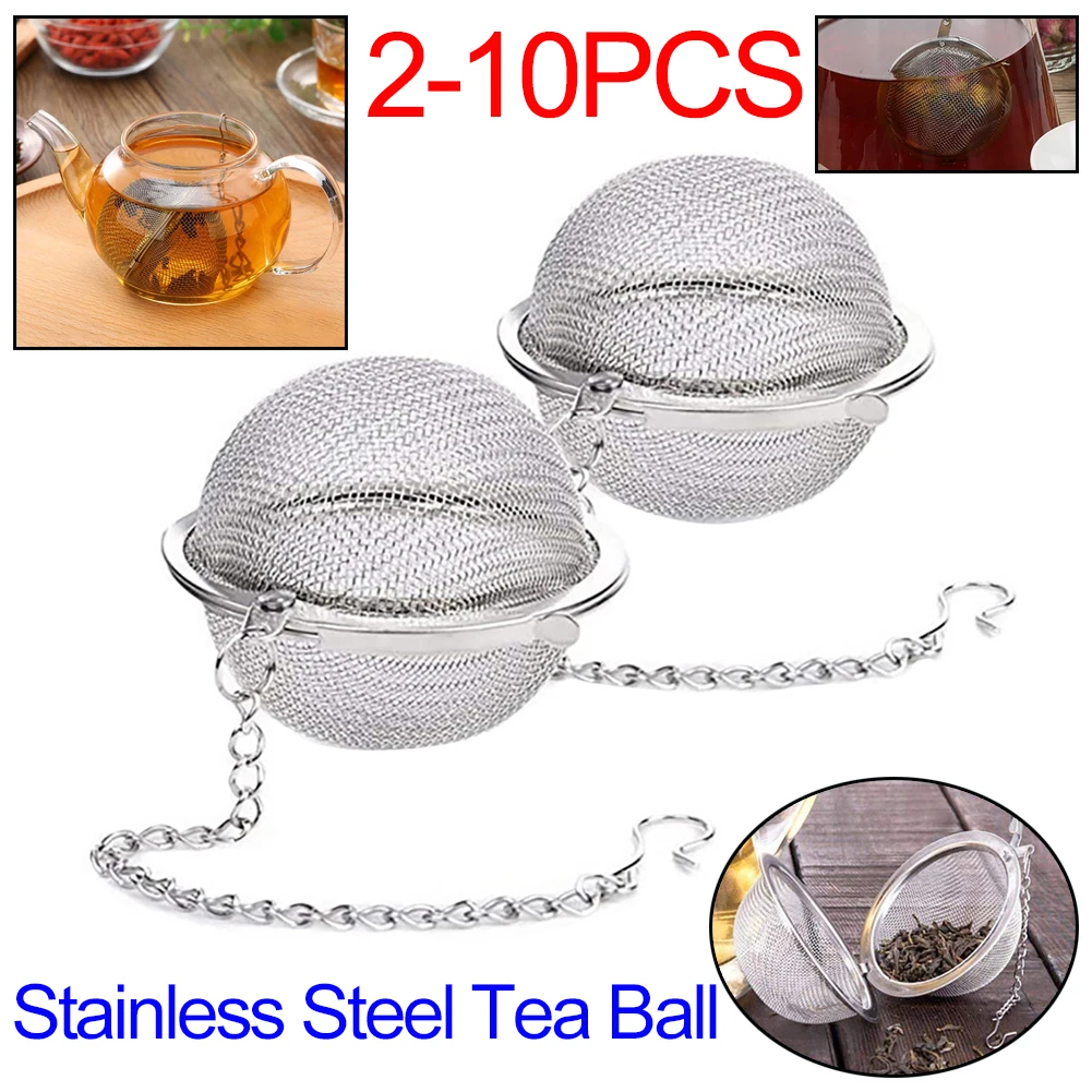 2-10pcs Tea Infuser Stainless Steel Mesh Tea Ball Shape Filter Tea Strainers Infusor Strainer For Spice Bags Teaware Sieve Tools