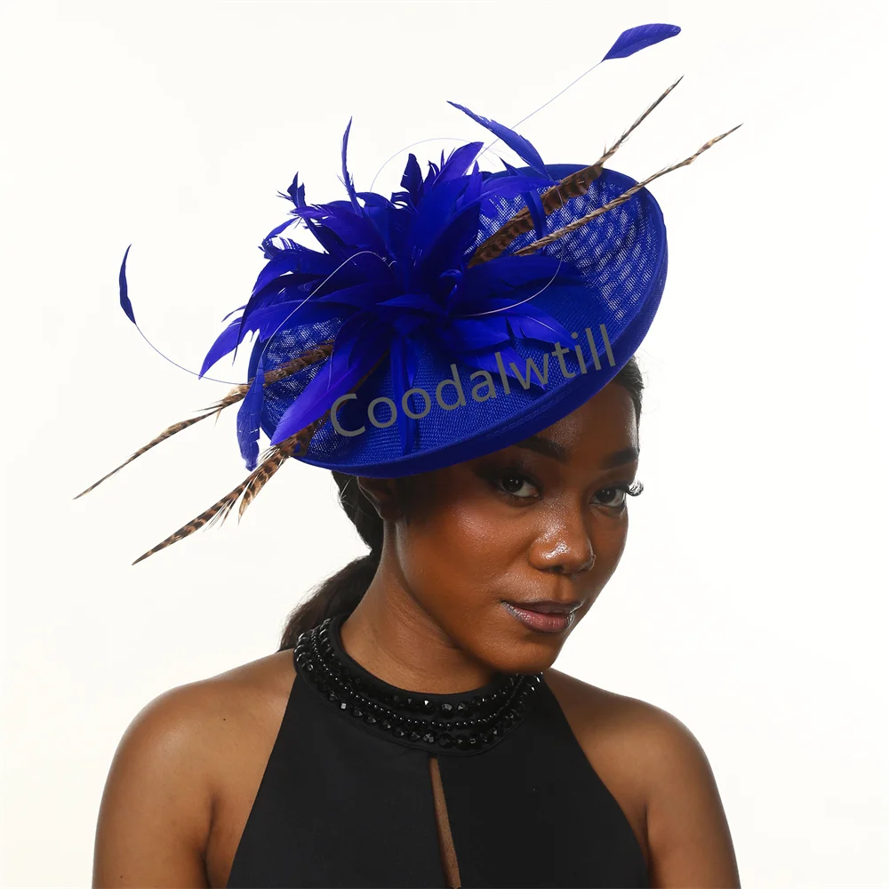 

Royal Ascot Fascinators Feather Derby Hat Women Elegant Wedding Headpiece Feather Flower Pillbox CapVintage Party Fascinators