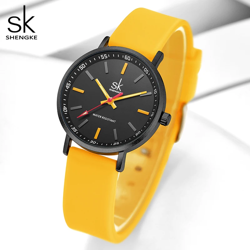 SHENGKE Sports Women Silicone Strap Watches New Design For Woman SK Quartz Wristwatches Original Ladies Clock Relogio Feminino 2