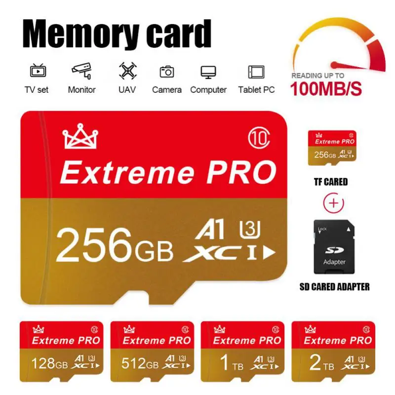 Scheda Di Memoria Da 512/1Tb Pro Sd Micro Card 128Gb 256Gb Scheda Di Memoria Flash A1 V30 U3 Classe 10 Scheda Video Micro Tf Ad Alta Velocità Per Tele