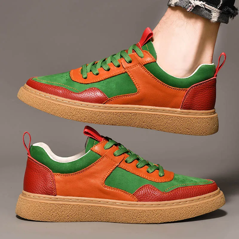 Designer Brand Men's Casual Shoes Outdoor Sports Shoes Men's Thick Soled Real Leather