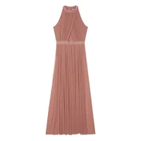 Womens Ballet Dress Lyrical Latin Dance Performance Costume Sleeveless Keyhole Back Shiny Rhinestones Side Split Mesh Maxi Dress - Image 5