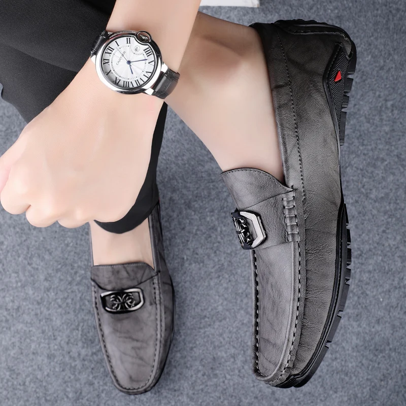 Genuine Leather Soft Loafers Mens Luxury Designer Dress Shoes High Quality Slip-On Flats Fashion Comfort Driving Shoes Moccasins 2