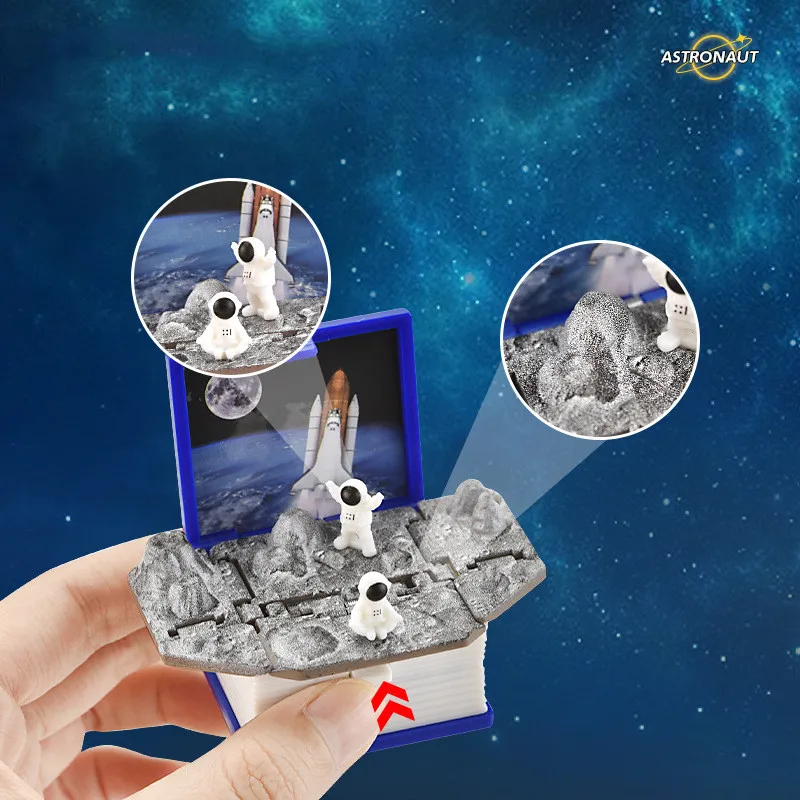 

World Dinosaurs Keychain Book Toy Foldable Stress Birthday Space Mysterious Reliever Gift 3D Unique Popup Astronaut Surprise