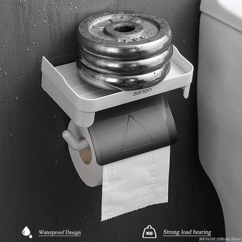 Wall Mount Toilet Paper Holder Plastic Waterproof Roll Paper Storage Rack Bathroom Tissue Organizer Shelves