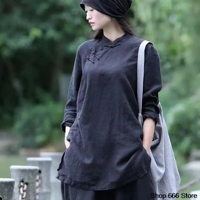 Women Chinese Shirt Traditional Chinese Women's Clothing Cotton Linen Top Chinese Ethnic Style Robe Retro Cheongsam Improved Han Suit Spring Summer women chinese shirt