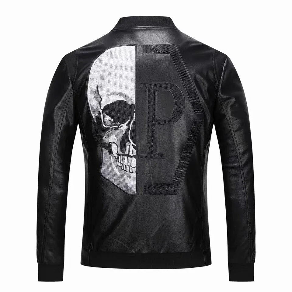 

Fall/Winter Classic Men's Jacket Brand Cardigan Skull PLEIN Luxury Fashion High Quality Leather Jacket Casual Wear