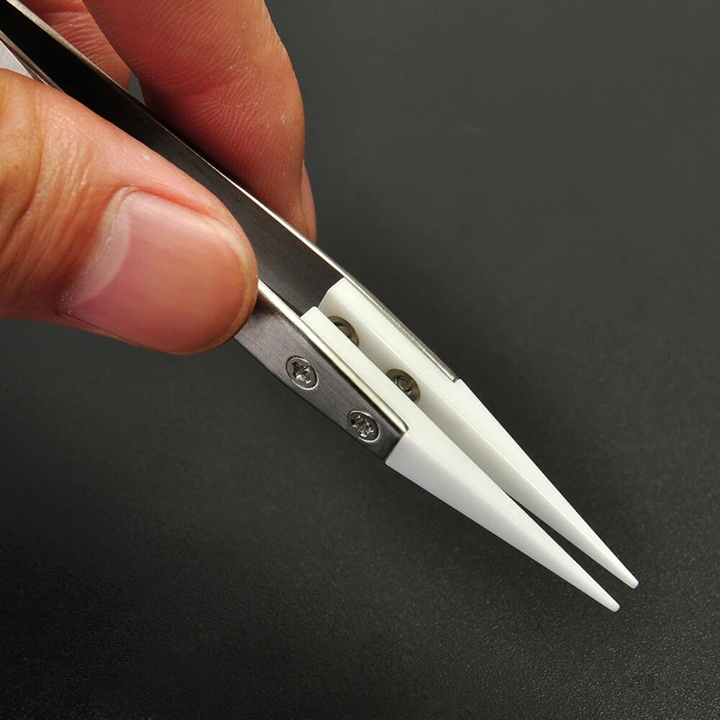 Straight Aimed Ceramic Tweezers for Electronics Soldering with