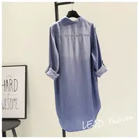 Fashion Women's Clothing Shirt Medium Long Containing Cotton Shirt Loose Fit Long Sleeve Double Pocket Rolled Sleeve Thin Blouse - Image 3
